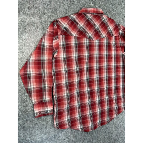 Plains Western Wear Pearl Snap Shirt Men's XL Red Cowboy Rodeo Rockabilly - Picture 6 of 10